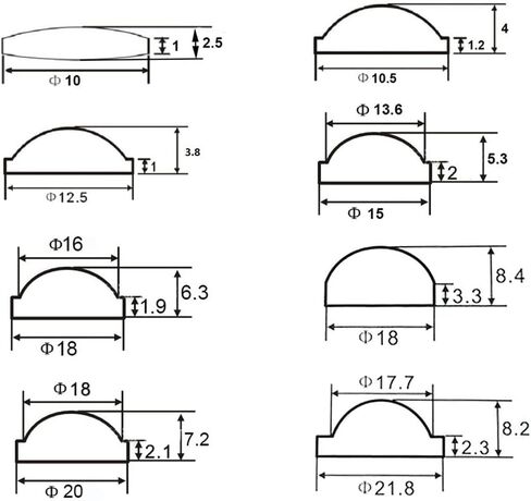 5Pcs PMMA Flat Convex Lens Set 10-38mm(5pcsx12.5mm) in Kuwait