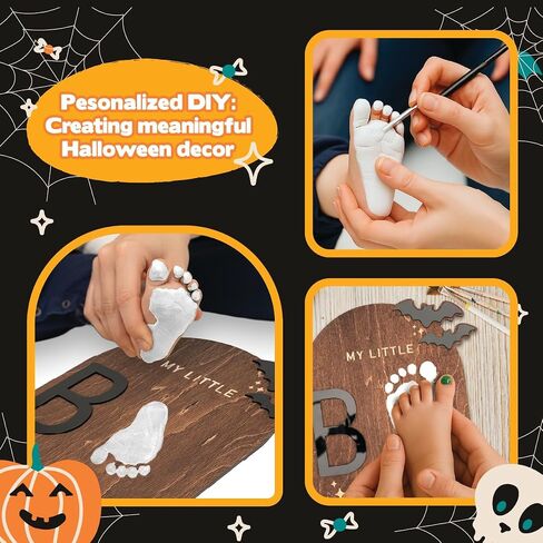 My Little Boo Wooden Halloween Sign – Baby Footprint Ghost Keepsake Plaque – Happy First Halloween Nursery Décor – Rustic Wooden Tabletop Sign for Newborn. Halloween baby in Kuwait