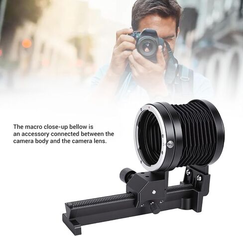 Macro Extension Bellows, Single Track, Lightweight | Adjustable Lens Distance, Increases Magnification, Maintains Optical Clarity, Portable, for Close Up Photography in Kuwait