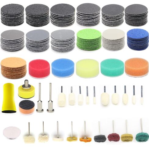 134Pcs Sandpaper 3Inch Sanding Disc Drill Polishing Kit, Wet Sanding Paper Headlight Restoration Kit, 60-10000Grit Hook & Loop Sandpaper Set for Car Wood Metal Glass Resin Expoxy in Kuwait