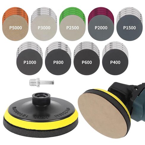 2 Inch Sanding Discs Drill Polishing Kit, 193PCS Car Headlight Restoration Kit, Hook & Loop Wet Dry Buffing Pads for Rotary Tools, Dremel Sanding Bits Attachment for Aluminum Resin Metal Glass in Kuwait