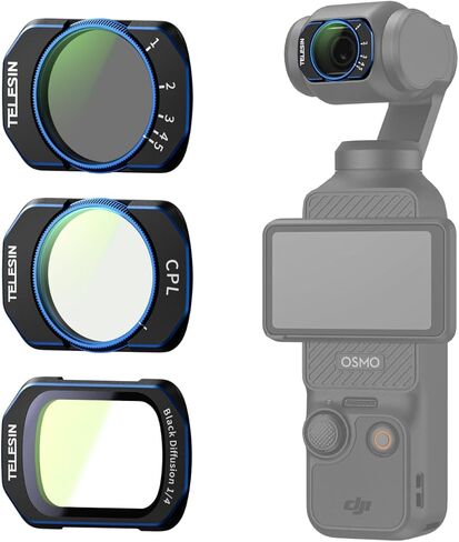 TELESIN VND ND2-32 CPL Black Mist Filter Kit DJI Osmo Pocket 4/3 Xtra Muse | 1/4 Black Mist, HD Optical Glass & Multi-Coated Lens Filters Reduce Glare and Create Cinematic Vlog Effects in Kuwait
