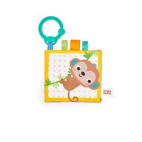 Bright Starts Safari Buddies Soft Book, Crinkle Plush Pages with Lion, Monkey, Elephant & More, Baby's First Book, Unisex, Ages 0+ in Kuwait