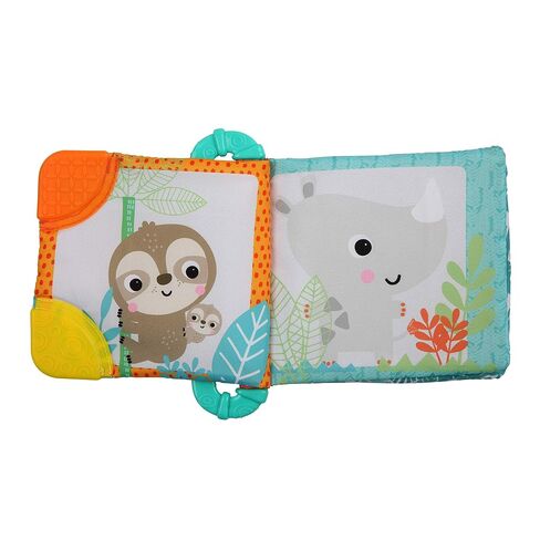 Bright Starts Safari Buddies Soft Book, Crinkle Plush Pages with Lion, Monkey, Elephant & More, Baby's First Book, Unisex, Ages 0+ in Kuwait
