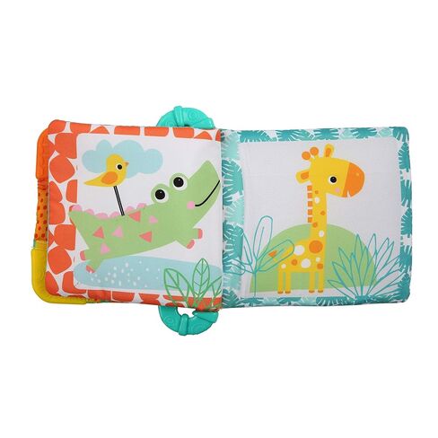 Bright Starts Safari Buddies Soft Book, Crinkle Plush Pages with Lion, Monkey, Elephant & More, Baby's First Book, Unisex, Ages 0+ in Kuwait