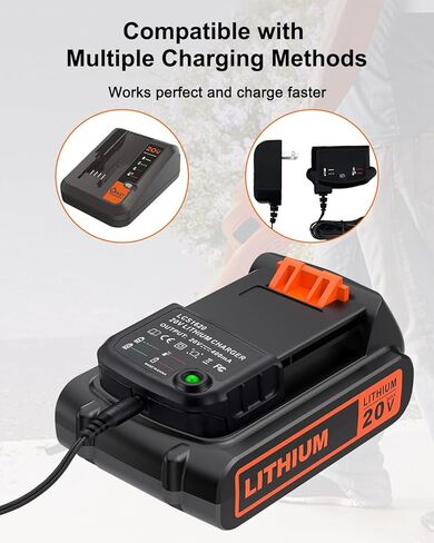 18.5V-20 Volt MAX 2.0Ah Lithium Replacement for Black and Decker Battery LBXR20 LBX20 LB20 LB2X4020 Compatible with 20V Black and Decker Power+ Tools and All Power Lithium Ion Battery 2000mAh in Saudi Arabia