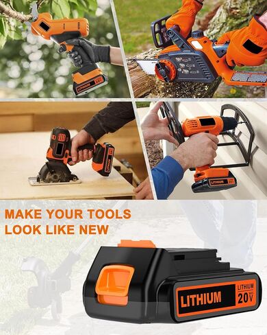 18.5V-20 Volt MAX 2.0Ah Lithium Replacement for Black and Decker Battery LBXR20 LBX20 LB20 LB2X4020 Compatible with 20V Black and Decker Power+ Tools and All Power Lithium Ion Battery 2000mAh in Saudi Arabia