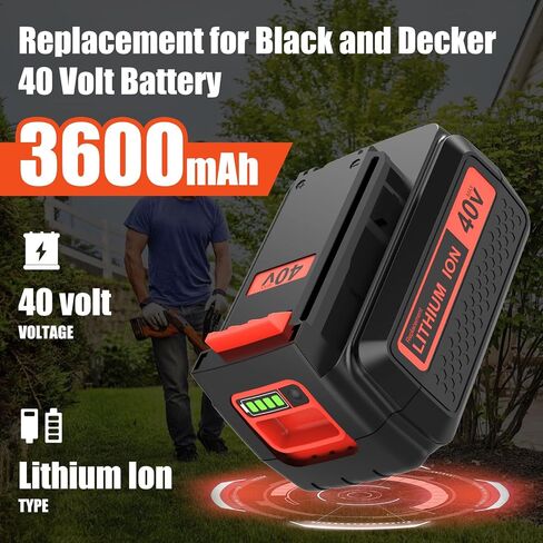 40 Volt 3.6Ah LBX2040 Replacement for Black and Decker 40V Battery Lithium | 3.6Ah LBXR36 LBXR2036 LST540 LCS1240 LBX1540 Compatible with Black Decker 40V String Trimmer Sweeper Mower Tools in Saudi Arabia