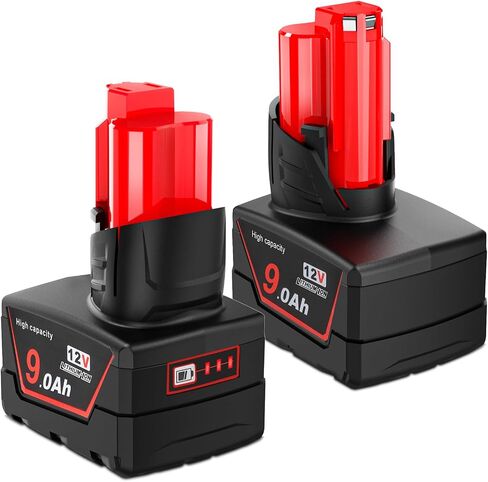 2 Pack 12V 9A Batteries Compatible with Milwaukee 12V Cordless Power Tools | 9A Replacement Batteries Replaces 48-11-2412 48-11-2460 48-11-2401 (Not Made in Milwaukee) in Kuwait