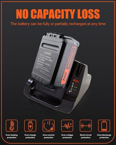 VANTTECH 40V 4.0Ah LBXR36 Battery Replacement for Black and Decker 40V Lithium Battery LBX2040 LBXR2036 LBX1540 LBX2540 Tools LST136 LHT2436B LSW36 LCC340C LCS1240B Tool Power Battery in Kuwait