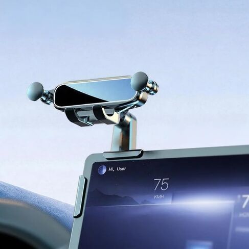 Center Screen Phone Holder for Volvo EX90 2025–2026 | Durable Aluminum Alloy Gravity Auto Clamping Screen Mount Base Stable Hold Scratch Free Sleek Interior Look in Kuwait