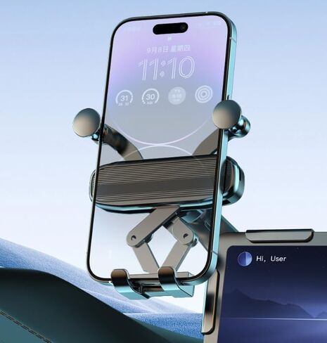 Center Screen Phone Holder for Volvo EX90 2025–2026 | Durable Aluminum Alloy Gravity Auto Clamping Screen Mount Base Stable Hold Scratch Free Sleek Interior Look in Kuwait