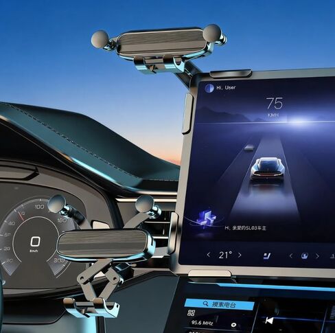 Center Screen Phone Holder for Volvo EX90 2025–2026 | Durable Aluminum Alloy Gravity Auto Clamping Screen Mount Base Stable Hold Scratch Free Sleek Interior Look in Kuwait