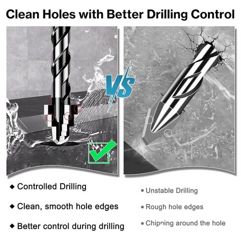 Lytool Tungsten Carbide Porcelain Tile Drill Bits Set with 1/4" Hex Shank | 4-cutter eccentric step design for dry & wet drilling on granite, glass, marble & wood. Metric & imperial sizes in Kuwait