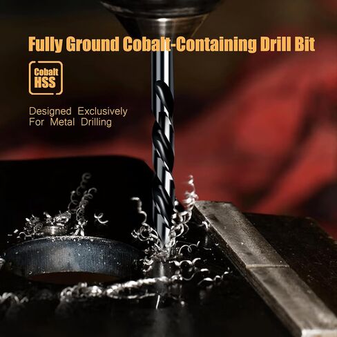 1/8inch HSS M35 Cobalt Twist Drill Bits for Metal | 10pcs Jobber Drill Bits Set,For Steels,Cast Iron,Stainless Steels and Other Metal DIY Work in Kuwait
