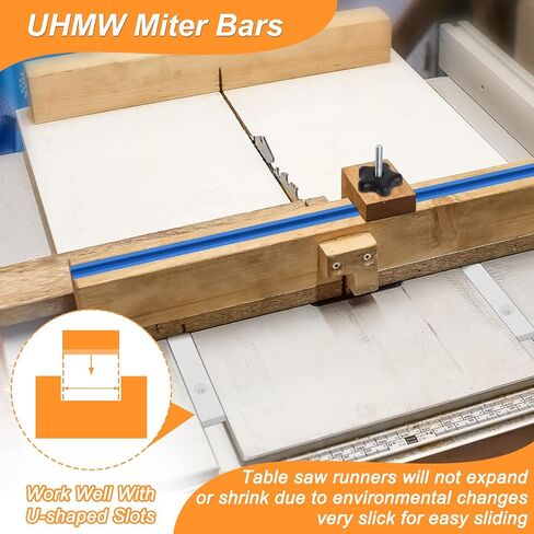 21P Table Saw Sled Kit, Crosscut Sled Kit Miter Bars for Table Saw Runners | Predrilled Holes, 2 Aluminum T-Track, 2 UHMW Miter Bars, Knob and Screws for Tablesaw Woodworking in Kuwait