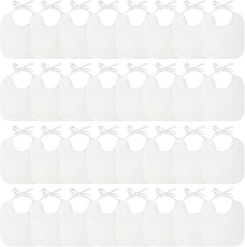 Panitay Solid White Feeder Bibs Cotton Baby Bibs for Feeding DIY Baby Shower Games Gender Reveal Party in Kuwait