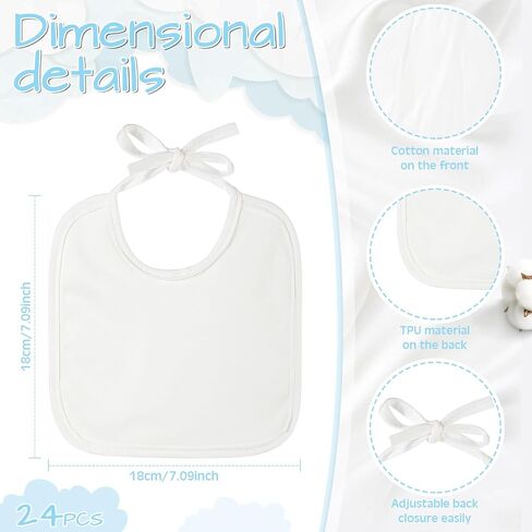 Panitay Solid White Feeder Bibs Cotton Baby Bibs for Feeding DIY Baby Shower Games Gender Reveal Party in Kuwait