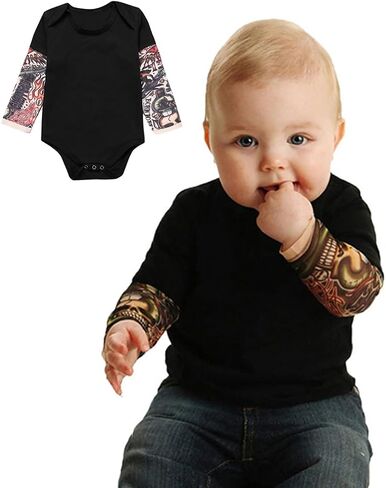 Fake Tattoo Sleeve Shirt Bodysuit for Baby Boy Girls 3-24 Months in Saudi Arabia