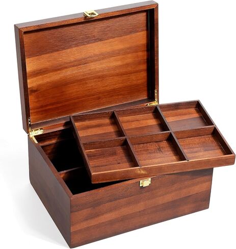 Large Wooden Keepsake Box - Wood Storage Box Decorative Boxes with Combination Lock for Storing Keepsake Memory Gift, 12.5 IN Wooden Memory Boxes with Lid for Home Decor-WB005-(Brown in Kuwait