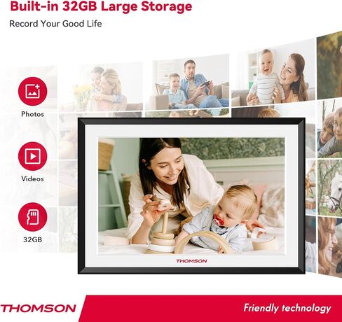 THOMSON 10.1 Inch WiFi Digital Picture Frame, 1280x800 HD IPS Touch Screen Digital Photo Frame with 32 GB, Auto-Rotate, Share Photos/Videos Instantly from Anywhere Great Gifts in Kuwait