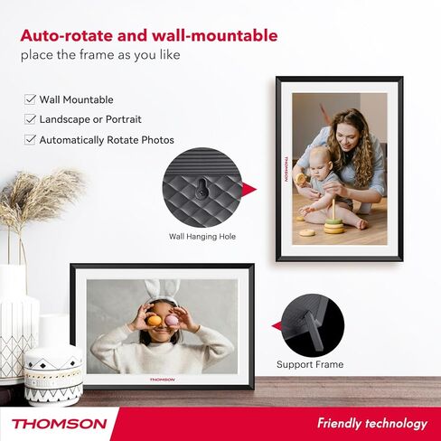 THOMSON 10.1 Inch WiFi Digital Picture Frame, 1280x800 HD IPS Touch Screen Digital Photo Frame with 32 GB, Auto-Rotate, Share Photos/Videos Instantly from Anywhere Great Gifts in Kuwait