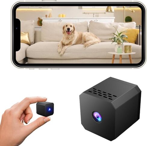 Aprilboy Mini Security Camera, 1080P HD Wireless Indoor Camera for Home Security, Small Pet Camera with Motion Detection, Night Vision, Loop Recording by Phone App for, Home and Office in Kuwait