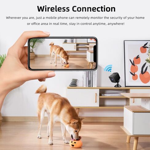Aprilboy Mini Security Camera, 1080P HD Wireless Indoor Camera for Home Security, Small Pet Camera with Motion Detection, Night Vision, Loop Recording by Phone App for, Home and Office in Kuwait