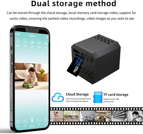Aprilboy Mini Security Camera, 1080P HD Wireless Indoor Camera for Home Security, Small Pet Camera with Motion Detection, Night Vision, Loop Recording by Phone App for, Home and Office in Kuwait