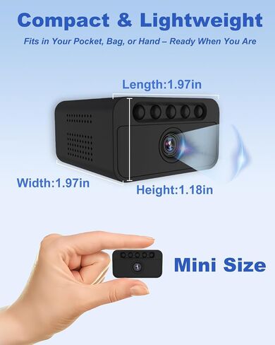 Mini Camera, 4K No WiFi Security Camera, Works with or Without WiFi, Wireless Indoor Outdoor Small Cameras with Night Vision, Motion Detection, Multiple Mounts, for Home Pet, Black in Kuwait