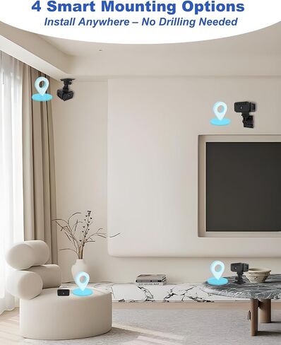 Mini Camera, 4K No WiFi Security Camera, Works with or Without WiFi, Wireless Indoor Outdoor Small Cameras with Night Vision, Motion Detection, Multiple Mounts, for Home Pet, Black in Kuwait