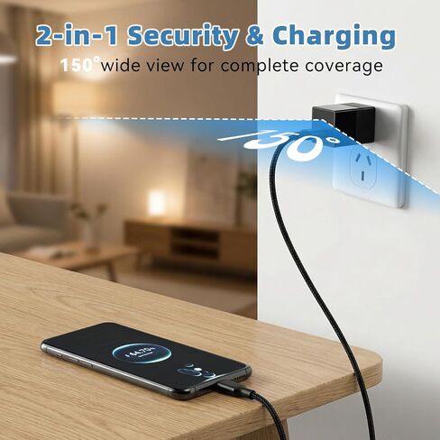 1080P HD WiFi Wireless Camera Charge for Home with App Control & Motion Detection,Indoor Security Camera with USB Phone Charge, Night Vision & Loop Recording for Office,Garage,Shop,Pet in Kuwait