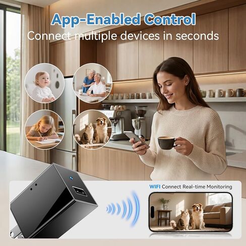 1080P HD WiFi Wireless Camera Charge for Home with App Control & Motion Detection,Indoor Security Camera with USB Phone Charge, Night Vision & Loop Recording for Office,Garage,Shop,Pet in Kuwait