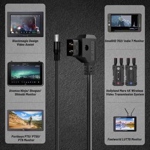 Alvin's Cables D-Tap to DC 2.1mm Coiled Cable for Blackmagic Video Assist, Atomos Shogun, SmallHD 702 Monitor in Kuwait