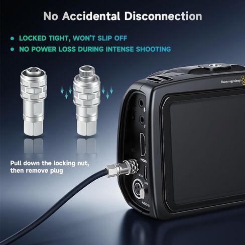 Alvin's Cables Dtap to BMPCC 6K 4K Coiled Power Cable for Blackmagic Pocket Cinema Camera 4K| 6K| pro V Mount Battery, Weipu 2 Pin Female to D Tap in Kuwait