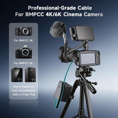 Alvin's Cables Dtap to BMPCC 6K 4K Coiled Power Cable for Blackmagic Pocket Cinema Camera 4K| 6K| pro V Mount Battery, Weipu 2 Pin Female to D Tap in Kuwait