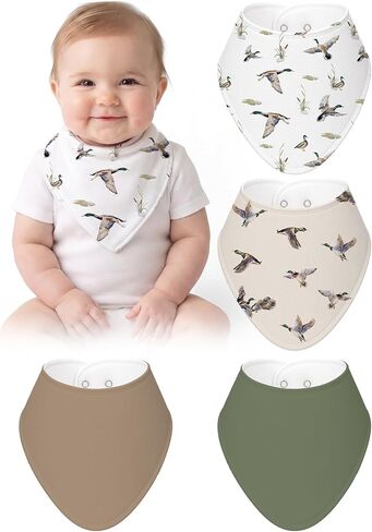 4 Pcs Baby Bandana Bib Cute Baby Nursery Decor Cotton Newborn Infant Feeding Drool Bib for Drooling and Teething Girl Boy in Kuwait