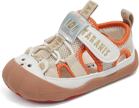 TARANIS Toddler Sandals Closed Toe Baby Walking Shoes with Protective Rubber Toe Cap Breathable Mesh Upper Adjustable Hook and Loop Straps Lightweight Non-Slip Sole for Boys Girls in Kuwait