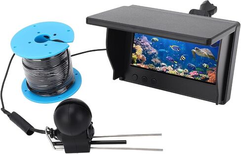 Ejoyous Underwater Fishing Camera Fish Finder Fishing Camera 1080P 5MP 195 Wide Angle 4.3 Inch Screen 2000 Nits 5000mAh 8 LED Lights with 100kg Cable for Ice Lake Boat Kayak in Kuwait