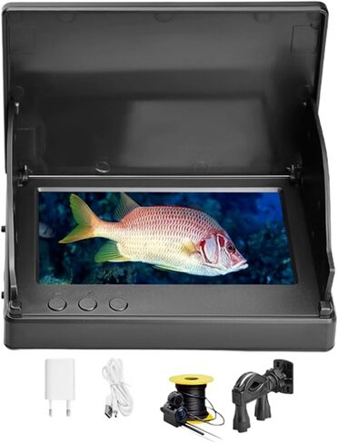 5 inch Fishing Monitor Underwater Camera with Bracket, 65.6 ft / 20 m Cable, Adjustable LED, 175° Wide Angle, High Definition IPS Screen Fish Finder, Aluminum Alloy Housing in Kuwait