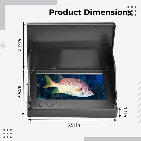 5 inch Fishing Monitor Underwater Camera with Bracket, 65.6 ft / 20 m Cable, Adjustable LED, 175° Wide Angle, High Definition IPS Screen Fish Finder, Aluminum Alloy Housing in Kuwait