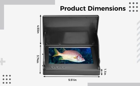 5 inch Fishing Monitor Underwater Camera with Bracket, 65.6 ft / 20 m Cable, Adjustable LED, 175° Wide Angle, High Definition IPS Screen Fish Finder, Aluminum Alloy Housing in Kuwait