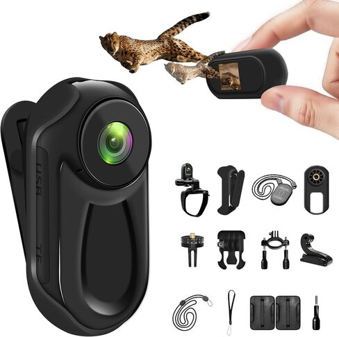 Mini Action Camera 1080P, Small Body Camera with 0.85'' Display Screen | Thumb Snapcam for Horse Riding Motorcycling Skiing Cycling Baseball in Kuwait