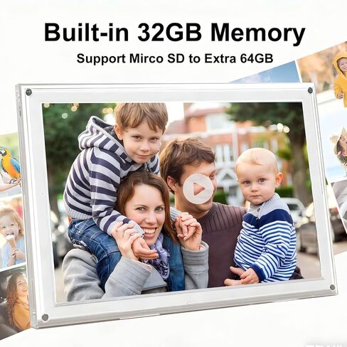 Frameo 10.1 Inch WiFi Digital Picture Frame with IPS Touch Screen HD Display, 32GB WiFi Smart Photo Frame, Share Moments Instantly via Frameo App from Anywhere, Gifts for Parents and Grandparents in Kuwait