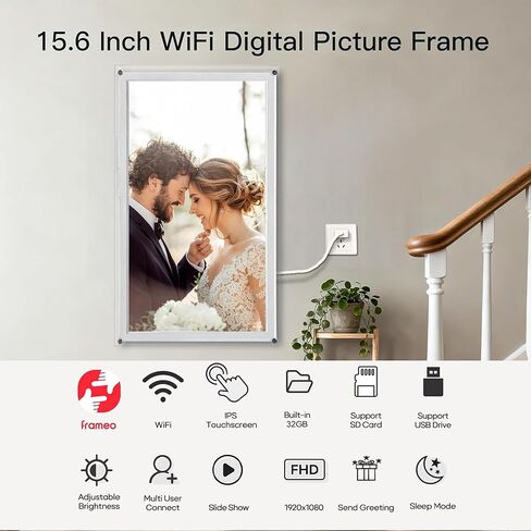 Frameo 10.1 Inch WiFi Digital Picture Frame with IPS Touch Screen HD Display, 32GB WiFi Smart Photo Frame, Share Moments Instantly via Frameo App from Anywhere, Gifts for Parents and Grandparents in Kuwait