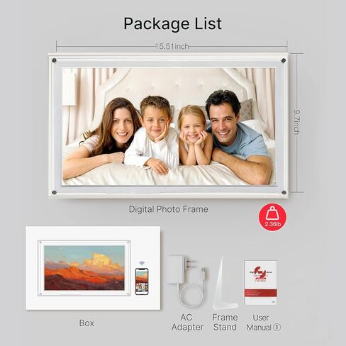 Frameo 10.1 Inch WiFi Digital Picture Frame with IPS Touch Screen HD Display, 32GB WiFi Smart Photo Frame, Share Moments Instantly via Frameo App from Anywhere, Gifts for Parents and Grandparents in Kuwait