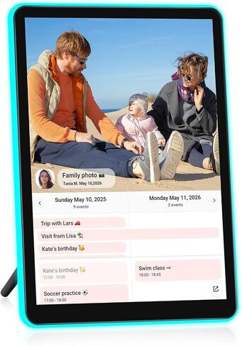 ApoloSign Neon Light Digital Picture Frame, Desk Digital Calendar, Auto-synced Schedule via Frameo App - 10.1" HD Touchscreen | AI Color-Changing LED | Share Photo/Video Instantly | Gift for Parents in Kuwait