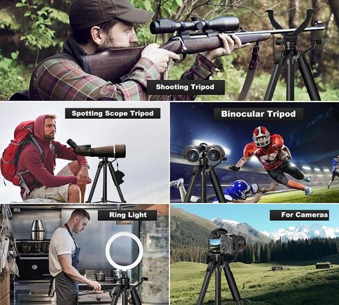 Spotting Scope Tripod, Shooting Tripod and Shooting Stand Rest Hunting V Yoke, with Binoculars Adapter and 2 QR, Compatible with Binoculars/Spotting Scope/Camera/Shooting (68 in and 10 in Mini Tripod) in Kuwait
