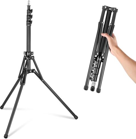 NEEWER Light Stand Carbon Fiber with 180° Reversible Legs, 1/4" to 3/8" Screw Adapter and Bag, 86.5"/220cm Portable Travel Tripod Stand for Outdoor Photography Speedlite Strobe Softbox, ST210R in Kuwait