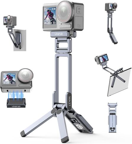 ULANZI MA37 Quick Release Mini Tripod Compatible with DJI Osmo Action 3 4 5 Pro Action 5, Magnetic Quick-Lock Tabletop Tripod with 1/4-20 Cold Shoe, Aluminum Vlog Selfie Stick for Action Cameras in Kuwait